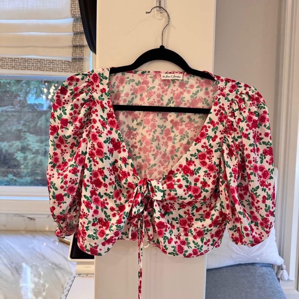 For Love & Lemons Petal Blouse in Carnation